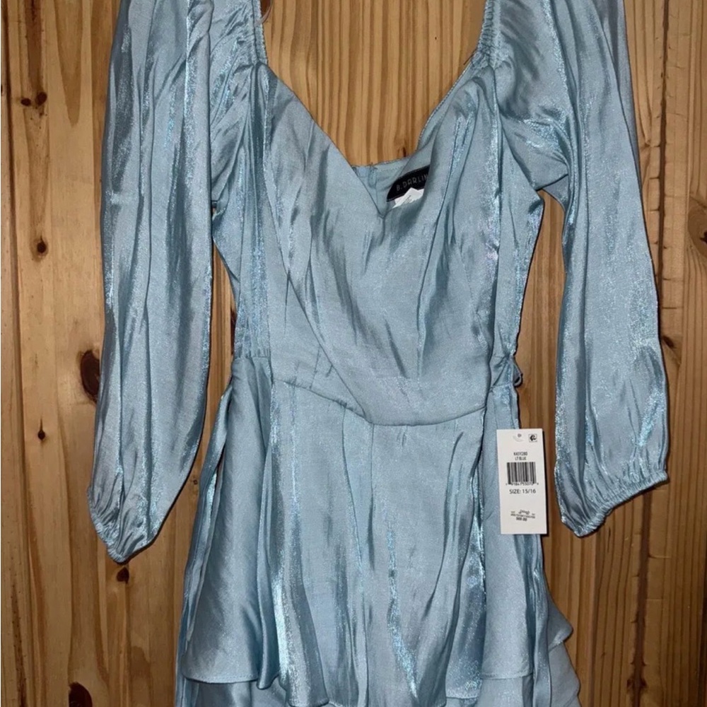 B Darlin Light Blue Long Sleeve Dress